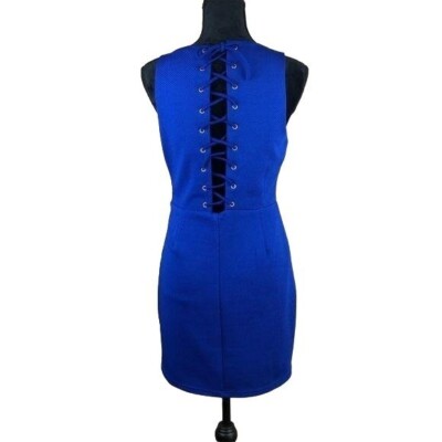 Forever 21 cobalt blue dress. Lace up the back. Size medium | eBay