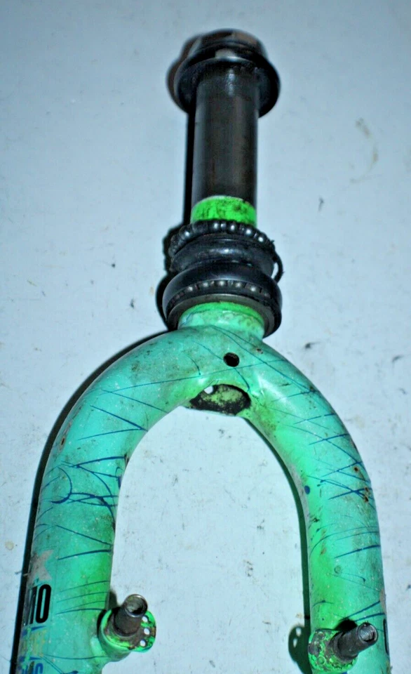 Horquilla de bicicleta Chromoly MTB 11/8" roscada 145 mm rígida acero verde envío rápido a EE. UU.:) Foto 4 de 4