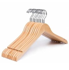Smooth Natural Finish Solid Wood Clothing Hangers, 36 Pack Sturdy Wood Hangers