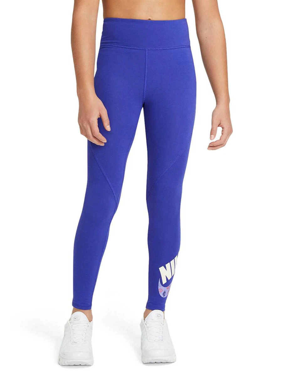 Nike Girls Sportswear High-Waisted Leggings in Lapis/Cashmere