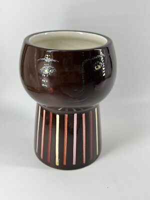 Opalhouse Ceramic Stoneware Face 6  Planter Pot Dk Brown Indoor or Outdoor
