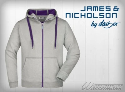 JAMES & NICHOLSON J&N by daiber - JN355 Men's Doubleface Jacket grey-heather/purple - SONDERPREIS