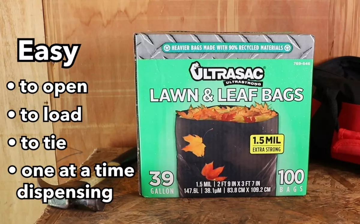 Ultrasac 39 gallon lawn and leaf bags, 1.5 mil thick, Twist Ties, 100 bags