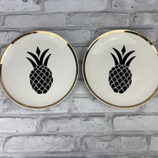 Clay Art Pineapple Dessert Salad Plate Gold Trim 8.25 Inches