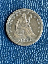 1853 TTB, flèches et rayons assis quartier de la Liberté. Pièce de monnaie de haute qualité, une vraie beauté !