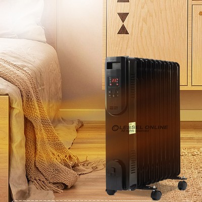 2400W Oil Portable Column Heater/Heating/Thermostat Digital 11 Fin Heater  Black | eBay