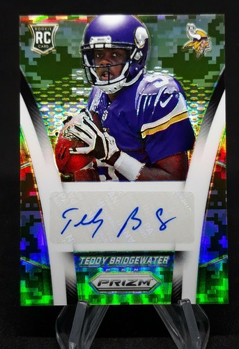 2014 Prizm Rookie Autograph 6/65 Camo Teddy Bridgewater RC Auto Broncos Vikings - Afbeelding 1 van 4