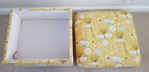 Storage Footstool Fryetts Bergen Floral Fabric Pouffe Footstall Ochre Orange - Picture 5 of 29