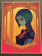 Cyberpunk Girl Android In Orange Glow Poster 18x24in