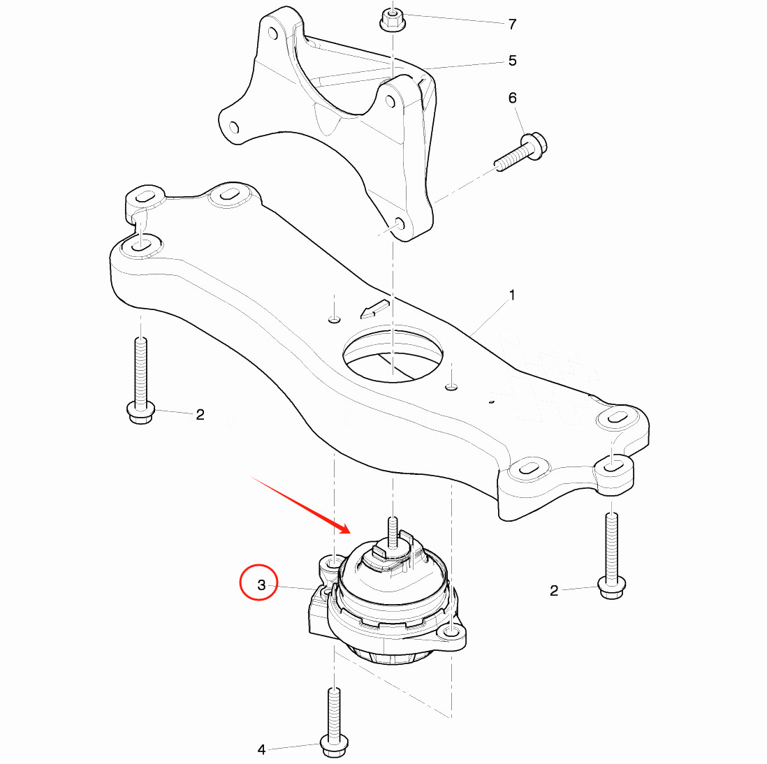 Transmission Mounts, Gearbox Mounting fits Bentley Mulsanne (2010+), 3Y0399105A