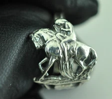 925 Sterling Silver Nymph Girl Or Lady Godiva Riding Horse Adjustable Spoon Ring