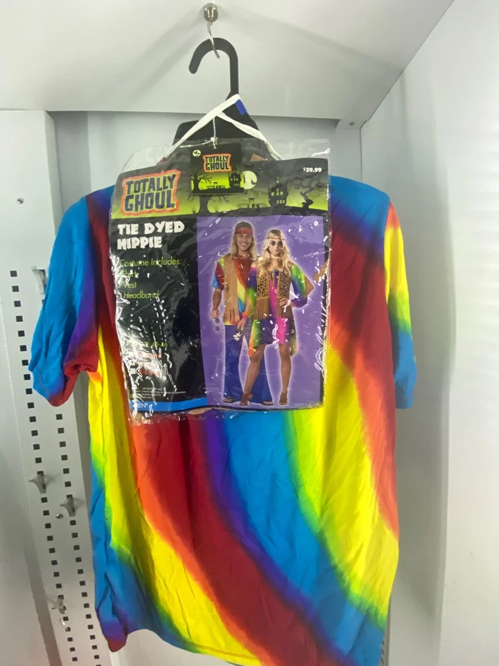 Disfraz de corbata teñida Hippie Free Spirit años 60 para hombre totalmente ghoul talla L 40-46 Foto 3 de 4