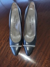 Two 2 Pair of Vintage Black Charles Jourdan Ladies Heels Size 9 Made in France