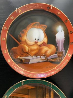 Garfield Plates Dear Diary Collector Series Lot of 4 Danbury Mint WITH Hangers!