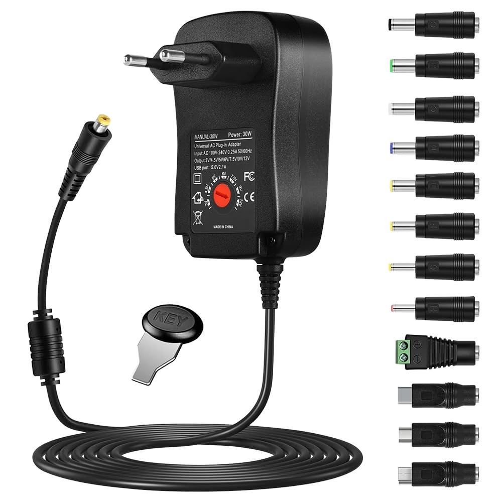 mizikuu 30W Alimentatore Universale, Adattatore AC-DC 3V 4.5V 5V 6V 7.5V (w6o)