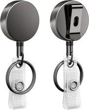 2 Pack Heavy Duty Metal Retractable Badge Reel for Badge Holder Retractable