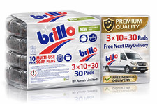 Brillo Soap Pads Multi Use Steel Wool Cleaning Kitchen Household 30 Pads 24 Hour