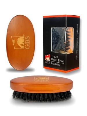 G.B.S Men's 100% Boar Bristle Wooden Handle Beard Brush 1 Pack, Brown 