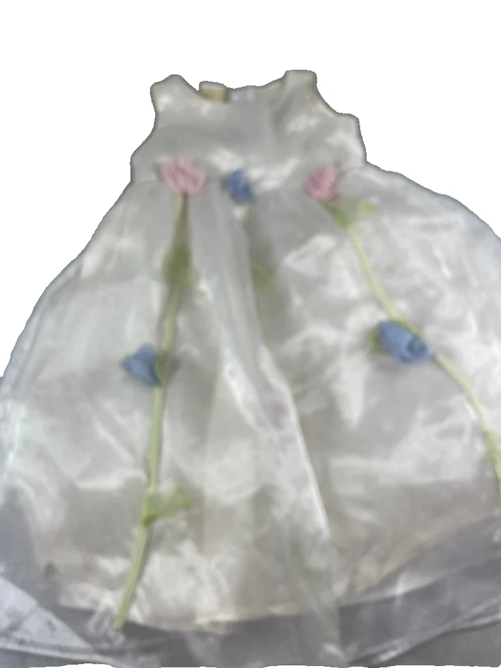 Vestido vintage de organza para niña con flores pastel Foto 4 de 4