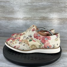 Cole Haan Womens Original Grand Wing II Wingtip Floral Pink White Shoes Size 7 B
