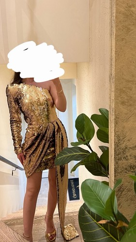 Nadine Merabi gold dress in XS
