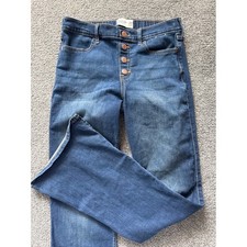 Abercrombie Kids Girls High Rise Flare Jeans Dark Wash Button Fly Size 15/16 Reg