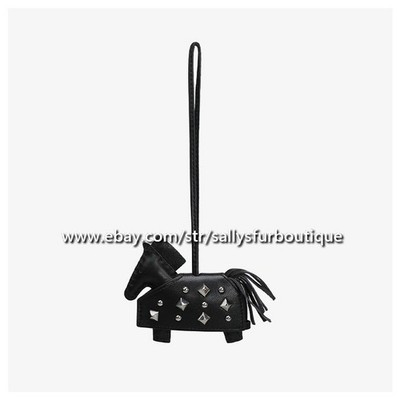 Sallys Handmade Real Leather Rivet Horse Bag Key Chain Ring Charm Pendant