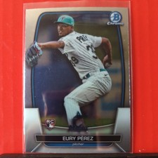 2023 Bowman Chrome - #90 Eury Perez (RC) Miami Marlins Rookie 