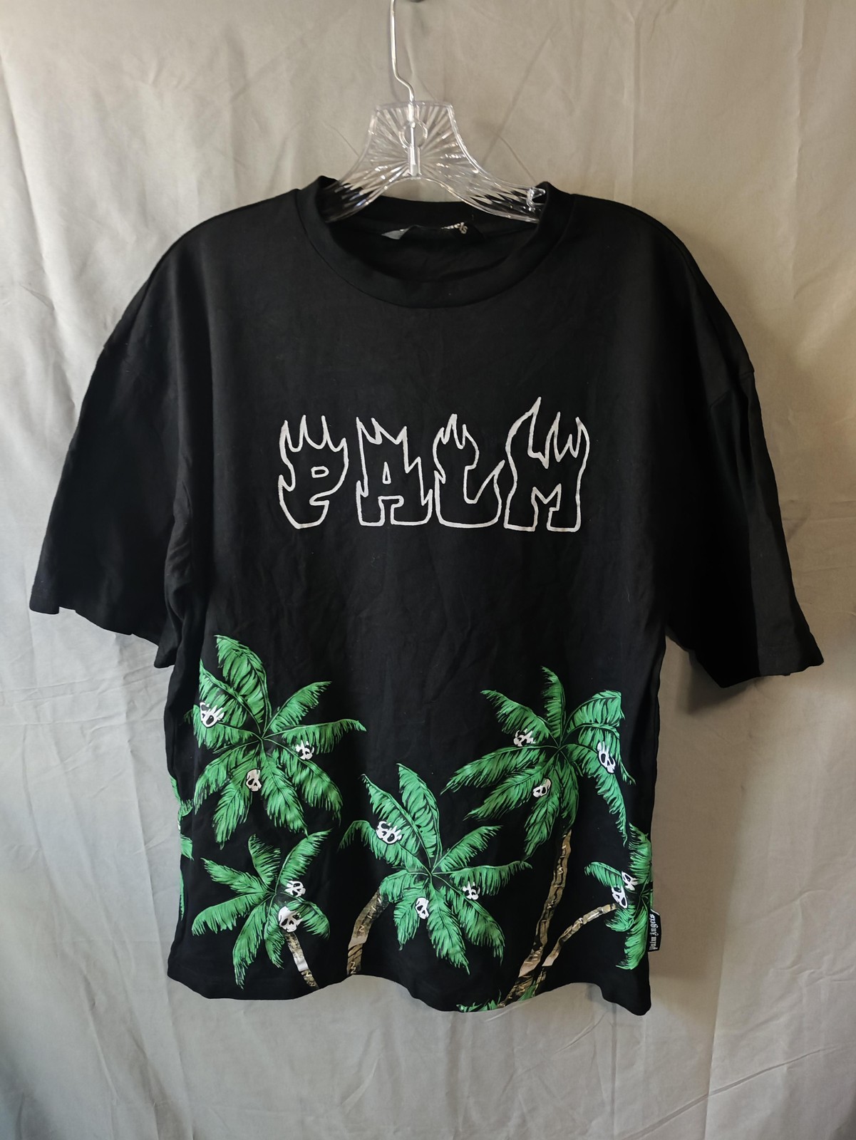 Palm Angels Shirt Mens Large Black Palm Tree Skull Graphic Tee Gothic Streetwear