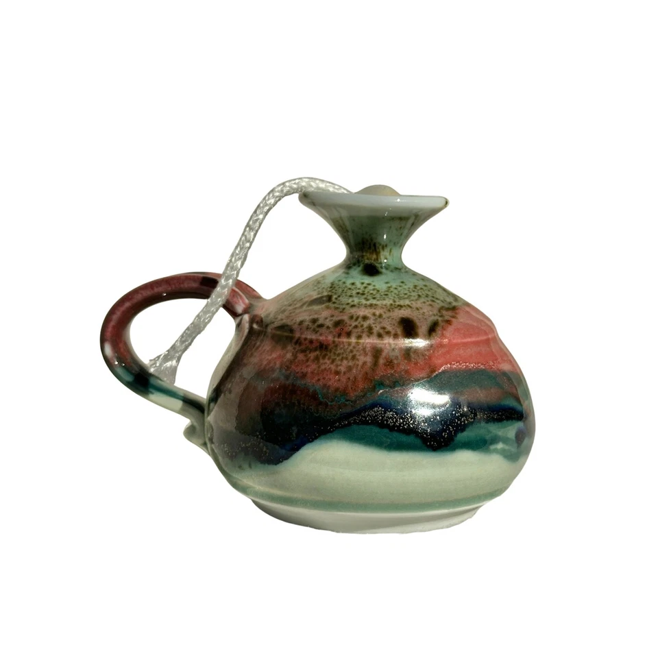 Керамическая бусина ручной работы масляная лампа радужная форель глазурь отделка подписана художником 1991 - Изображение 2 из 4