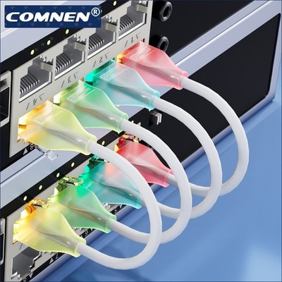 COMNEN CAT 6A Ethernet Lighting Transparent Patch Cable for Unifi 10cm (24 Pack)