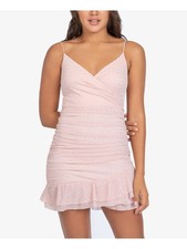 B DARLIN Womens Pink Hem Spaghetti Strap Short Evening Body Con Dress 1112