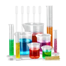 moveland Plastic Graduated Cylinders and Beakers with 5 Pipettes, 10ml 25ml 5...