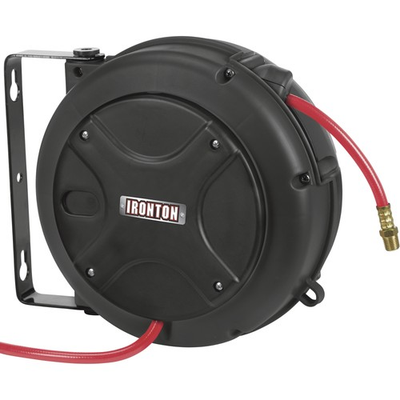 #ad #ad Ironton Mini Air Hose Reel with 1 4in. x 26ft. PVC Hose and 23 5 8in. Snubber $45.99