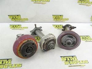 3 LH GRINDING WHEEL HUBS WITH GRINDING WHEELS & DOGS
