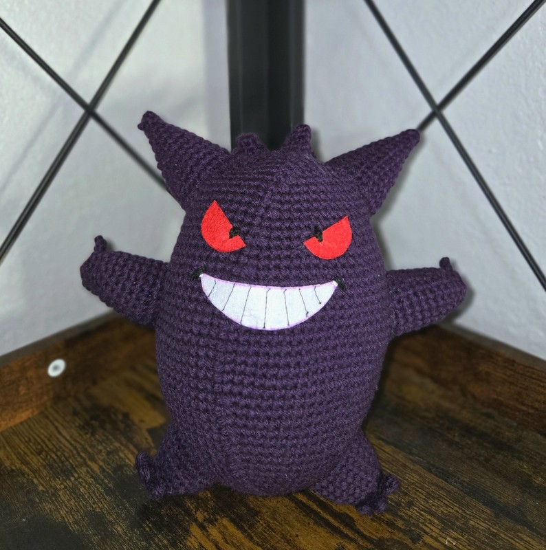Amigurumi Crochet Gengar Pokemon Plush 9in