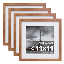Egofine 11x11 Picture Frames 4 Pack Covered by Plexiglass, 11x11, Light Brown