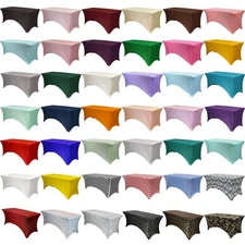 6 ft Rectangular Fitted Spandex Tablecloths, Party Folding Elastic Table Covers