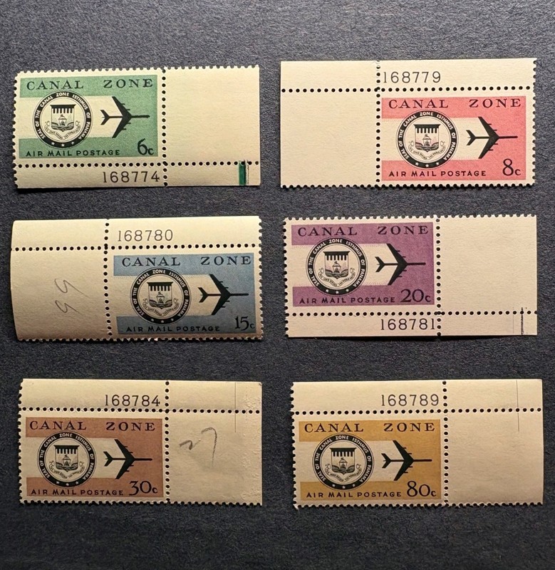 Canal Zone Scott #C42-C57 * MNH * Plate Number Singles