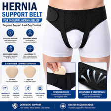 Hernia Support Belt Men Truss For Inguinal With 2 Removable Compression Pads US
