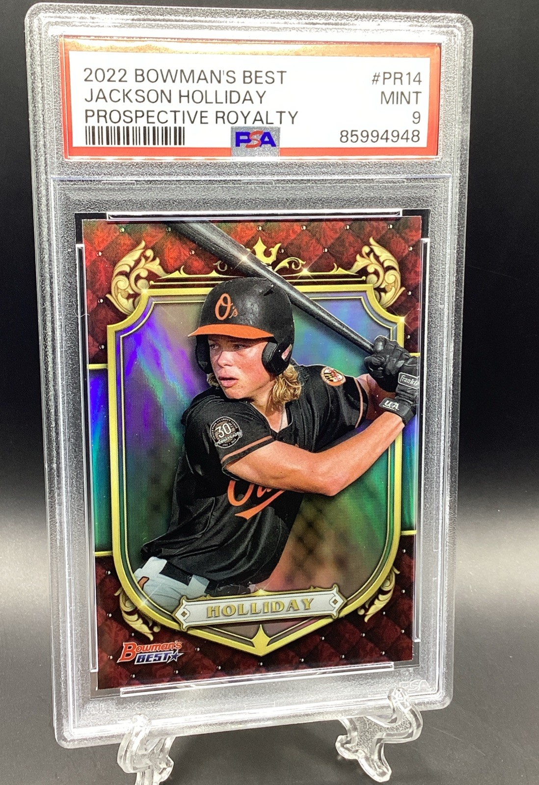 JACKSON HOLLIDAY 2022 BOWMAN'S BEST PROSPECTIVE ROYALTY #PR14 PSA 9 MINT