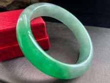 Certified Natural Grade AAA Ice Green Burmese Jade jadeite bracelet 60MM3159