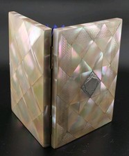 Antique Mother Of Pearl With Sterling Silver Inlay Card Case / Purse