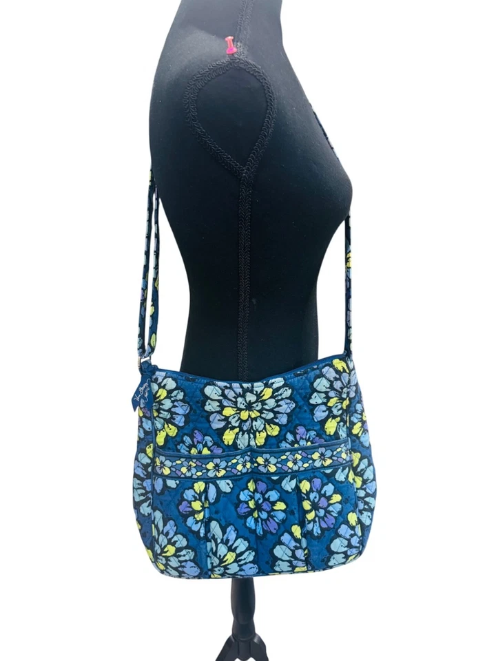 Vera Bradley Indigo Pop Blue Floral Hobo Shoulder Strap Quilted Crossbody Bag - Image 3 of 4