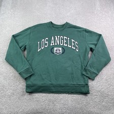 Hollister Los Angeles Mens Sweatshirt Medium Green Relaxed Crewneck Pullover