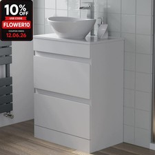 600mm Bathroom Vanity Unit Countertop Wash Basin Sink Oval Floor Standing White