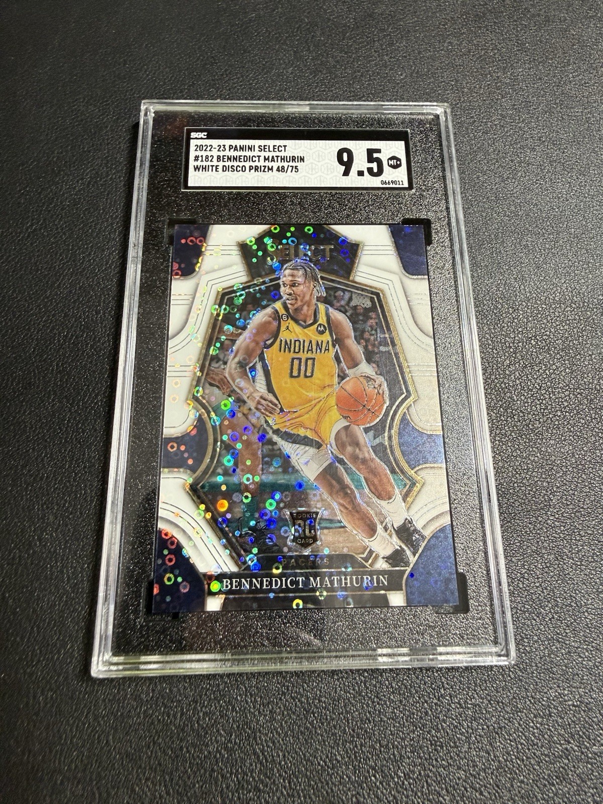 2022-23 Panini Select Bennedict Mathurin (RC) White Disco Prizm /75 #182 Rookie