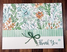 Stampin Up Card Kit Thank You cards - Hand Penned Green Cards - Makes 4 Cards