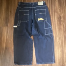 Southpole Relaxed Fit Straight Blue Jeans Dark Wash Embroidered Logo 5-Pocket