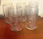 Set 5 Vintage Coca Cola Clear Glass Coke Can Shaped 12 oz Glasses Raised Logos
